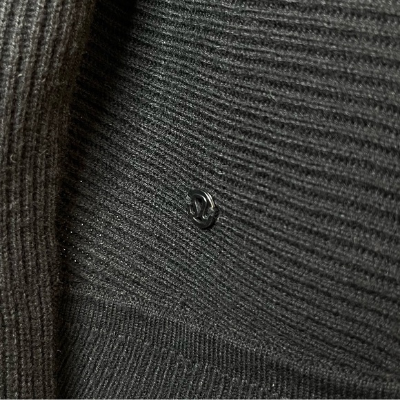 Lululemon Black Open Front Hooded Cardigan Rib Knit Relaxed Fit - Picture 7 of 7